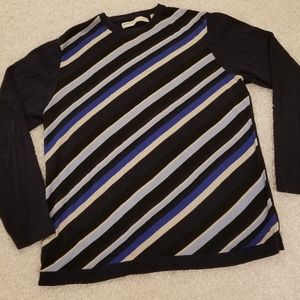 Perry Ellis Mens Crew Neck Sweater Blue Striped
